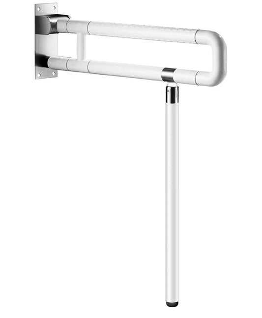 Barra apoyo abatible instalada en baño moderno