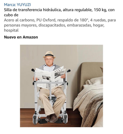 Silla YUYUZI en uso - vista lateral con cuidadora